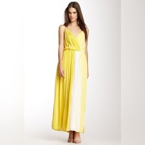JOIE Ives Ombré Yellow 100% Silk Maxi Dress SIZE XS Pleated Lightweight Silk